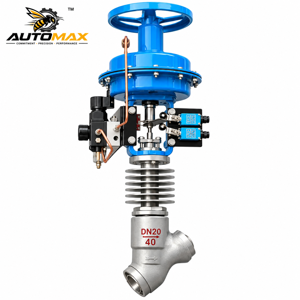 Pneumatic Y-Type Globe Control Valve (High Temp) - with Radiator & Handwheel